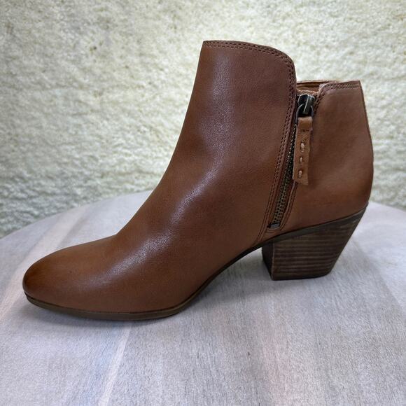 Frye Judith Double Zip Heel Block Ankle Booties US 9 M Womens Brown Leather New - Picture 8 of 16